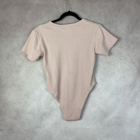Summi Summi Ribbed T-Shirt Short Sleeve Bodysuit Size XS Light Pink - Picture 2 of 8